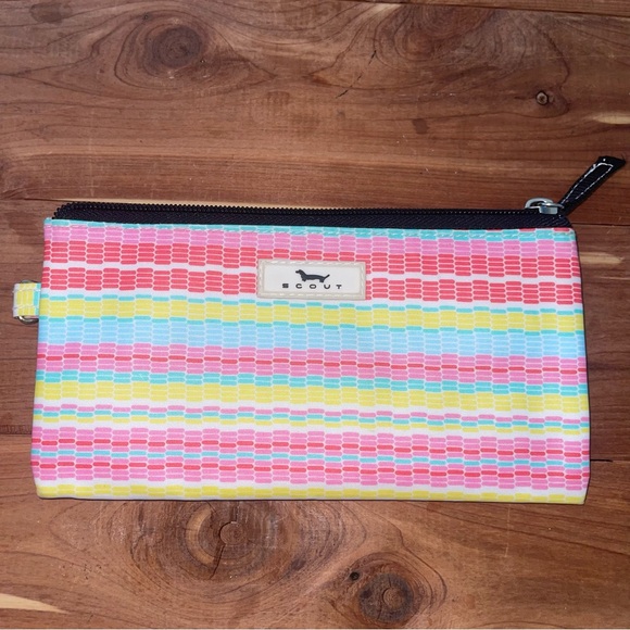 Scout Striped Multi Color Zippered Cosmetic Pencil Bag Tote - Picture 1 of 5